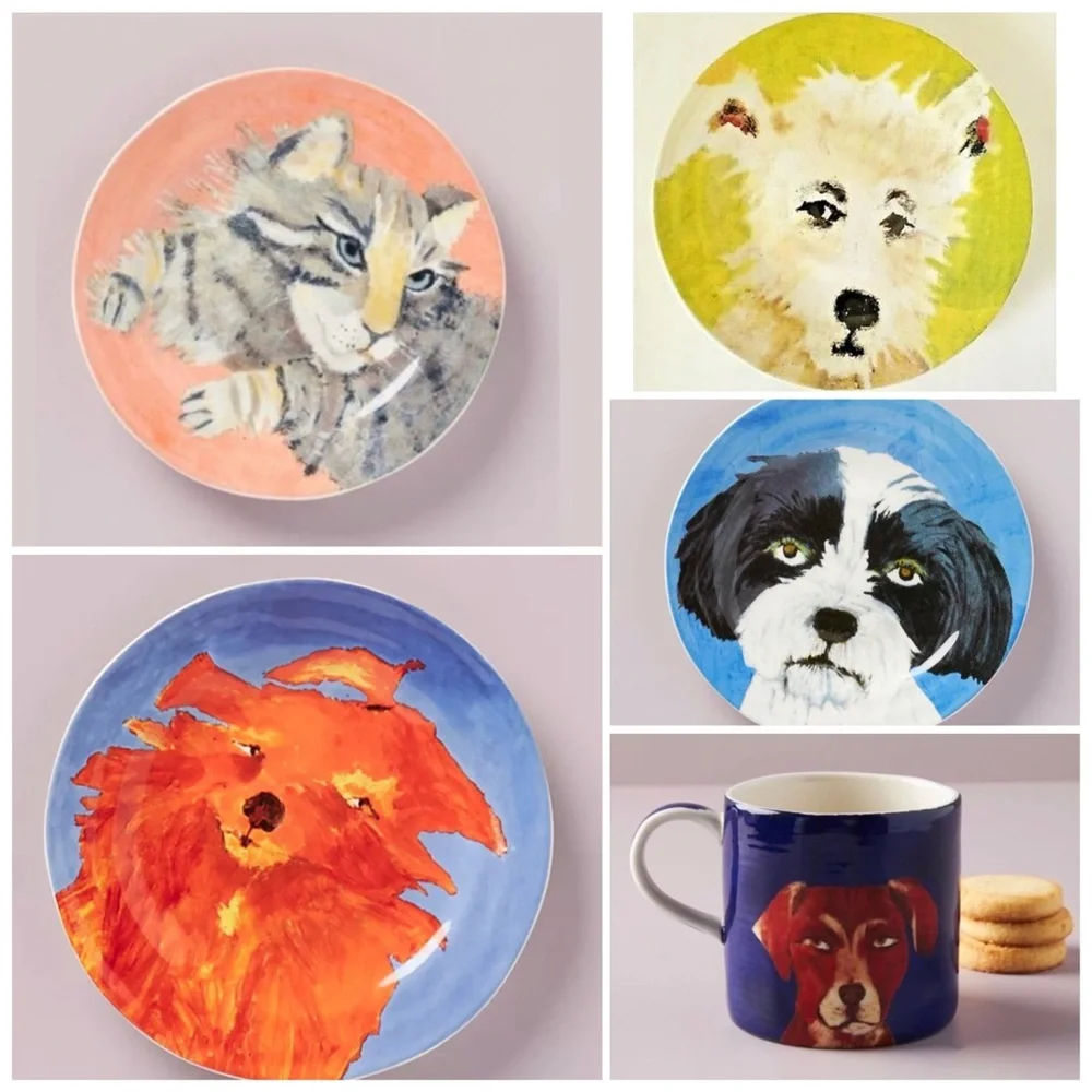 Anthropologie Carole Akins Furry Friends Desert Plate & Mug Set 5 Pieces NWT - Picture 8 of 9